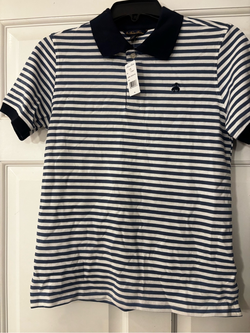 Brooks Brothers Navy and White Striped Polo - Kids